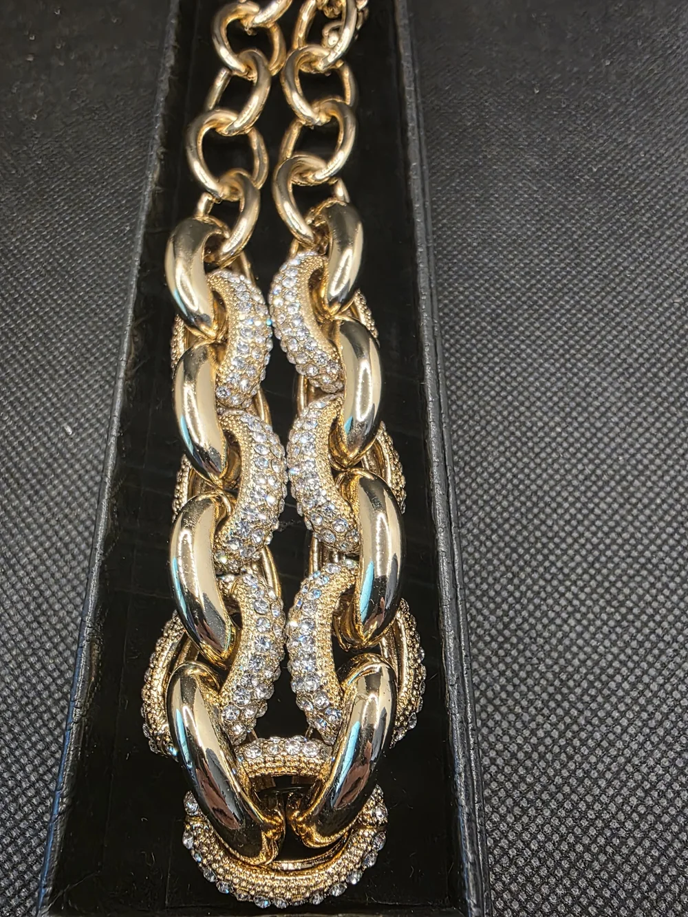 Gold-Tone Crystal Link Necklace